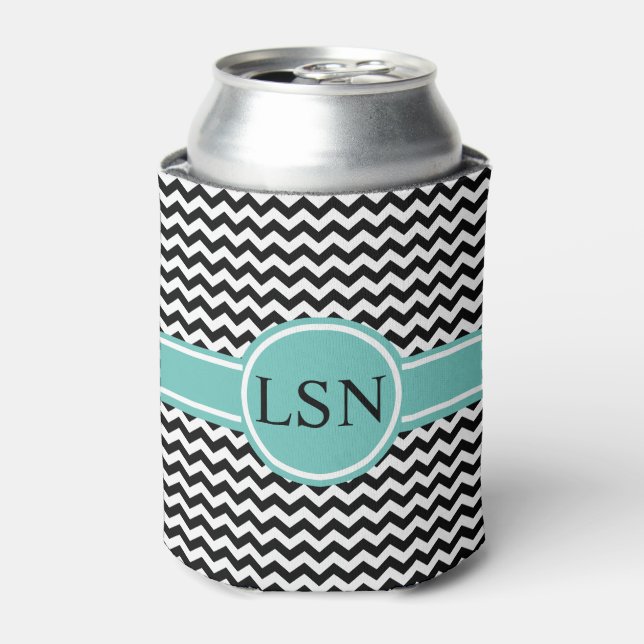 Personalisiert Can Cooler - Black Zigzag Dosenkühler (Kanne Vorderseite)