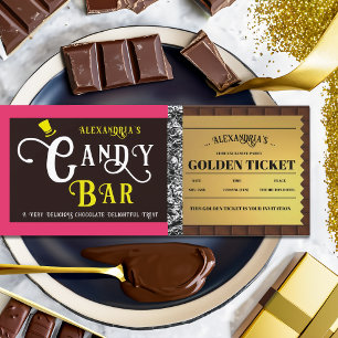 Personalisiert Candy Bar Golden Ticket Einladung