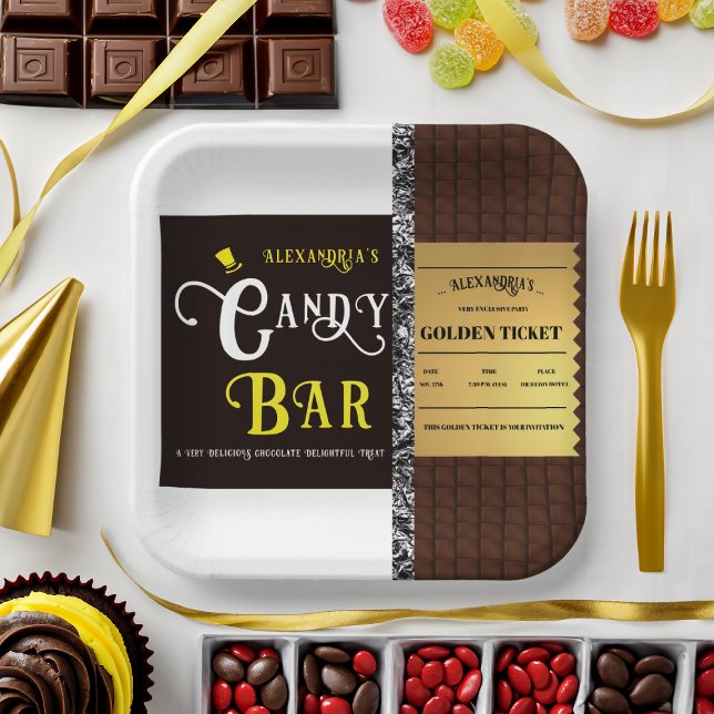 Personalisiert Candy Bar Golden Ticket Party Pappteller (Von Creator hochgeladen)
