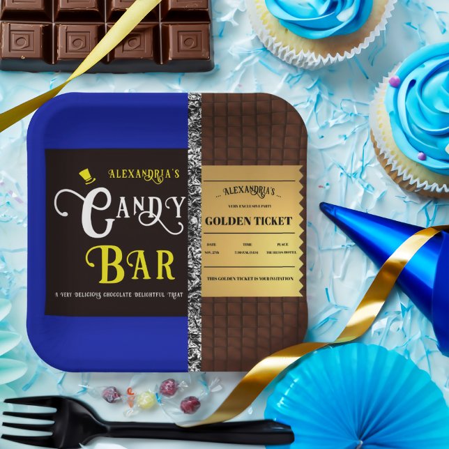Personalisiert Candy Bar Golden Ticket Party Pappteller (Von Creator hochgeladen)
