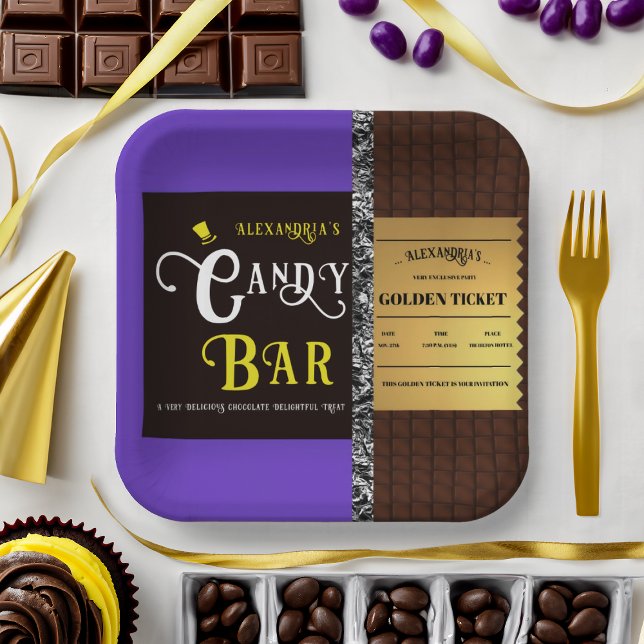 Personalisiert Candy Bar Golden Ticket Party Pappteller (Von Creator hochgeladen)