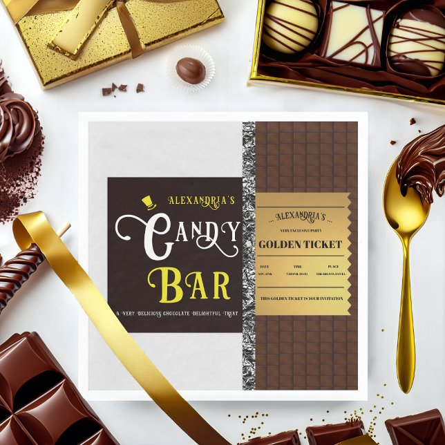 Personalisiert Candy Bar Golden Ticket Party Serviette (Von Creator hochgeladen)