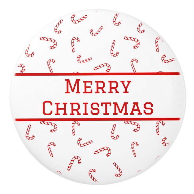 Personalisiert Candy Cane Christmas Keramikknauf (Vorderseite)