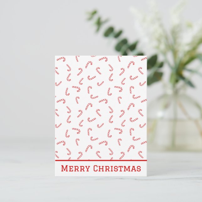 Personalisiert Candy Cane Christmas Postkarte (Stehend Vorderseite)
