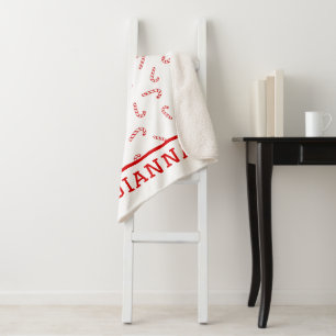Personalisiert Candy Cane Christmas Sherpadecke
