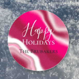 Personalisiert Candy Cane Cool Red Happy Holiday Runder Aufkleber