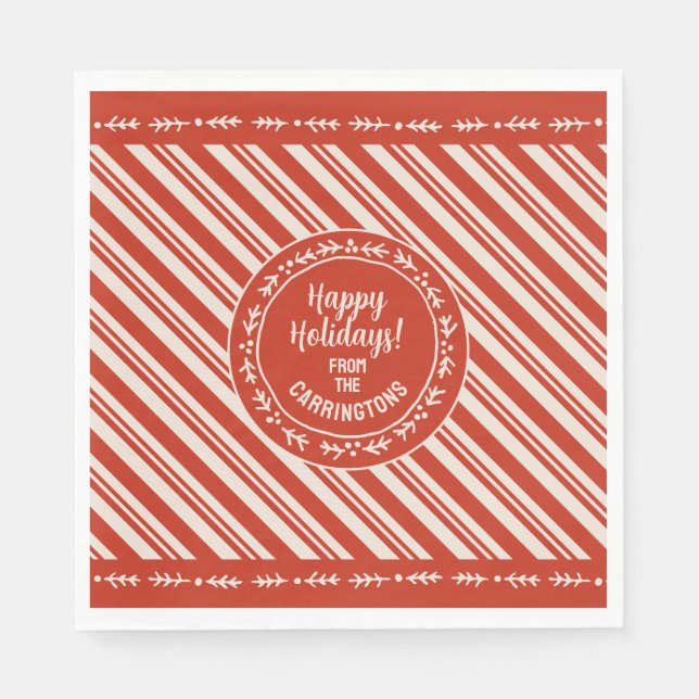 Personalisiert Candy Cane Stripe Serviette (Vorderseite)