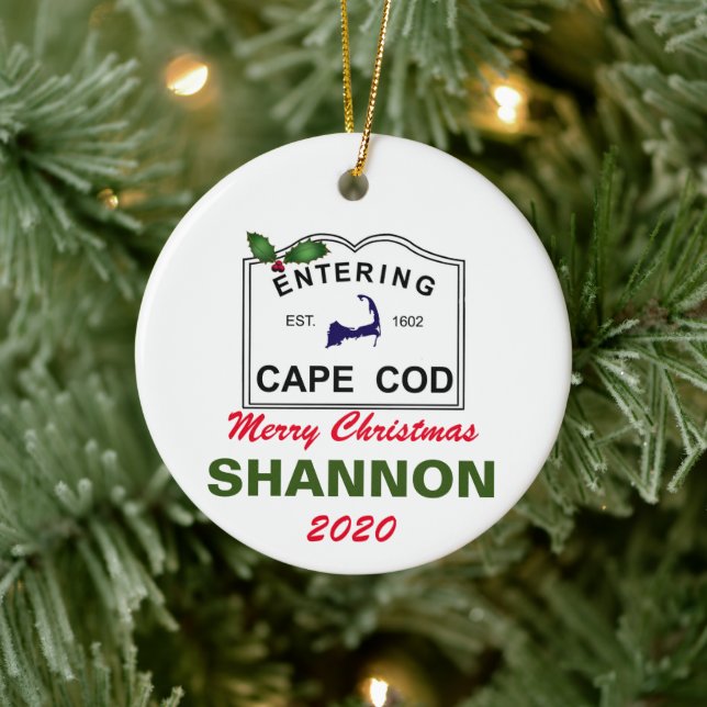 PERSONALISIERT Cape Cod Weihnachtsfeier Keramik Or Ornament (Baum)