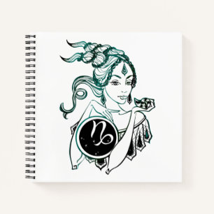 Personalisiert Capricorn Art Deco Lady Notizbuch