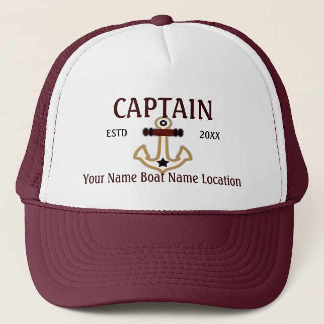 Personalisiert Captain First Mate Crew oder Skippe Truckerkappe (Vorderseite)