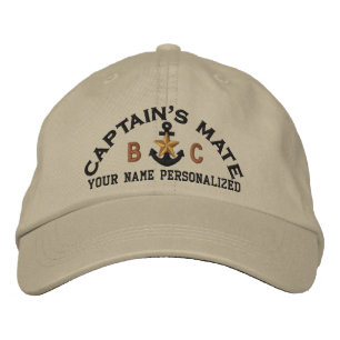 Personalisiert Captain's Mate Nautical Star Initia Bestickte Kappe