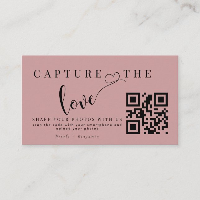 Personalisiert Capture the Liebe Wedding Qr Code Begleitkarte (Vorderseite)