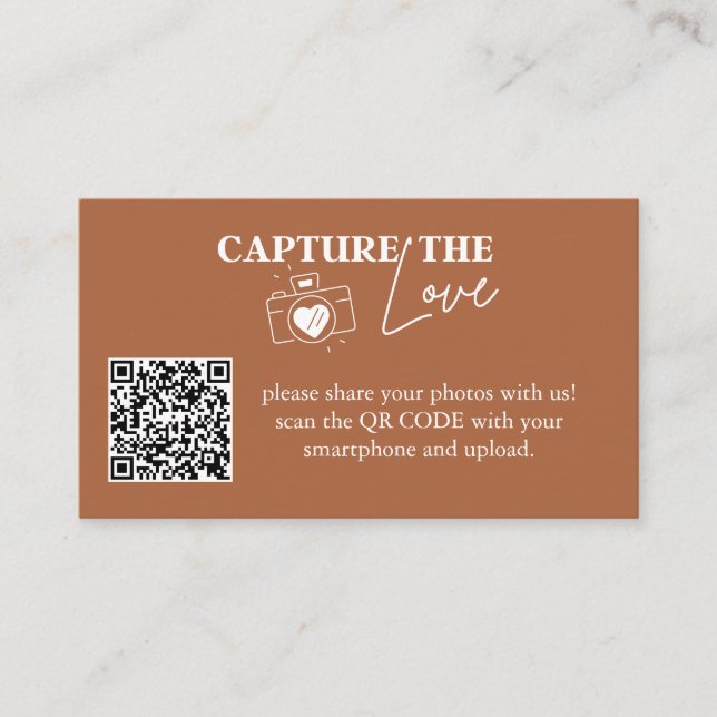 Personalisiert Capture the Liebe Wedding Qr Code Begleitkarte (Vorderseite)
