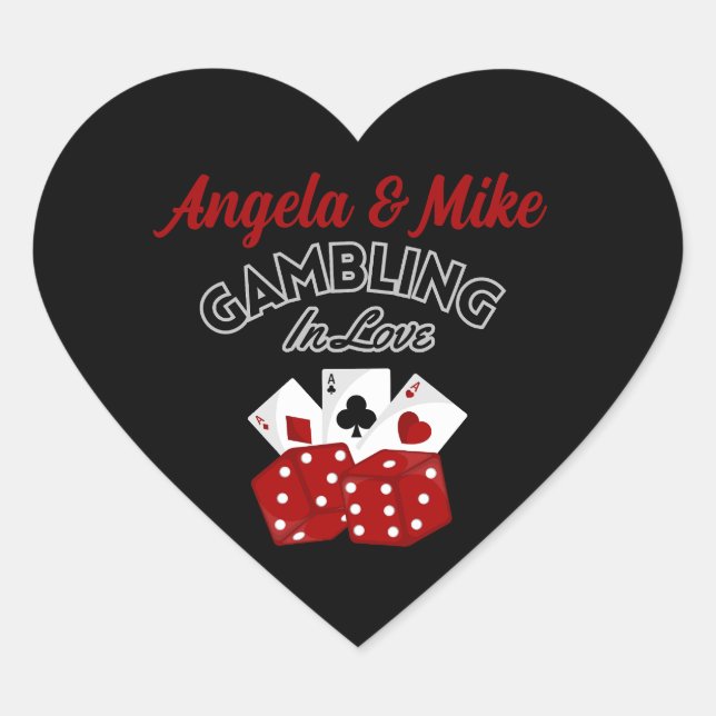 Personalisiert Casino Las Vegas Wedding Party Gefa Herz-Aufkleber (Vorderseite)