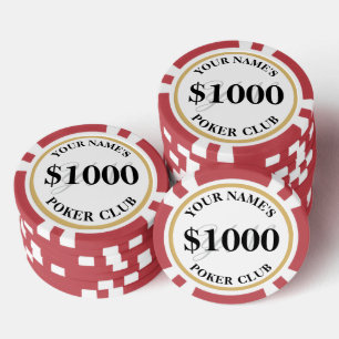 Personalisiert Casino Style Custom $1000 Red Pokerchips