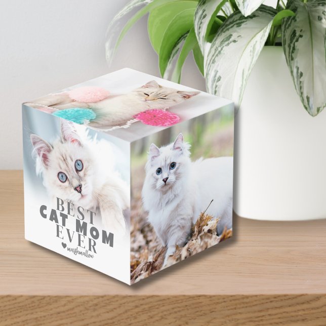 Personalisiert Cat Mama Foto Würfel (Personalized Cat Mom Keepsake Pet Photo cube)
