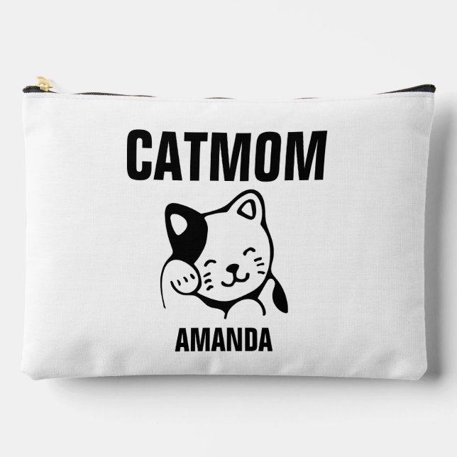 Personalisiert Cat Mama Individuelle Name Zubehörtasche (Vorderseite)