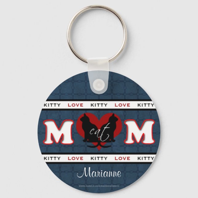 Personalisiert Cat Mama Kitty Liebe Schlüsselanhänger (Vorderseite)