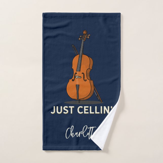 Personalisiert Cello Script Monogram Musiker Handtuch (Handtuch)
