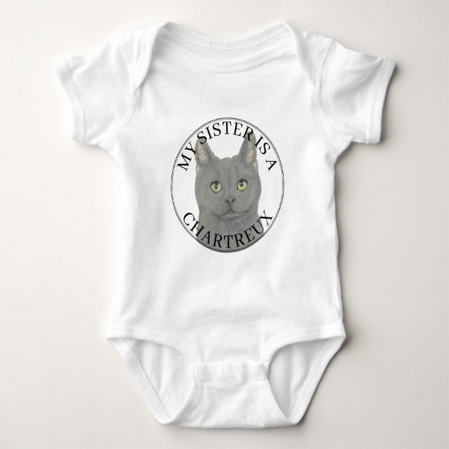 Personalisiert Chartreux Cat Big Sister Baby Strampler (Vorderseite)