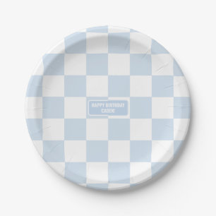 Personalisiert Checkered Baby Blue Shades Pappteller