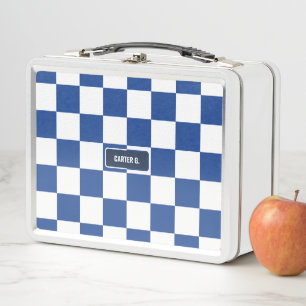 Personalisiert Checkered Fiesta Royal Blue Metall Brotdose
