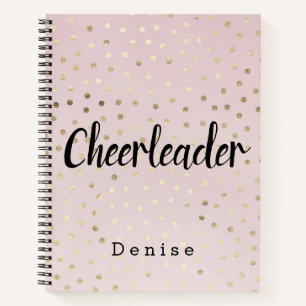 Personalisiert Cheerleader Pink und Gold Polka Dot Notizbuch