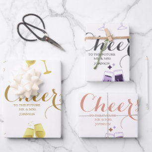Personalisiert Cheers Script Wedding Geschenkpapier Set