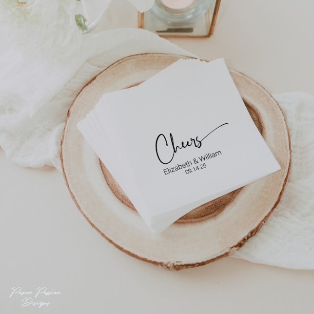 Personalisiert Cheers Wedding Cocktail Napkin Serviette (Von Creator hochgeladen)