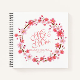Personalisiert Cherry Blossom Wreath | Gästebuch Notizbuch
