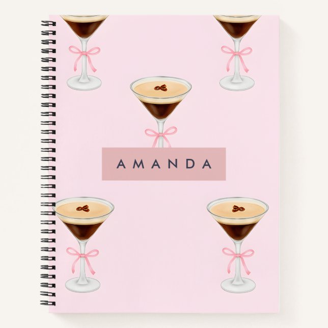 Personalisiert Chic Espresso Cocktail Muster Notizbuch (Vorderseite)