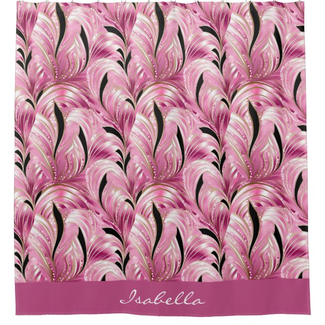 Personalisiert Chic Luxury Pink Glam Muster Duschvorhang (Vorderseite)