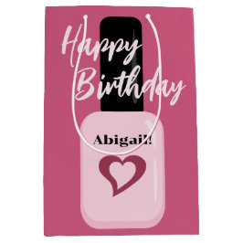 Personalisiert Chic Modern Pink Nail Polnisch Gebu Mittlere Geschenktüte