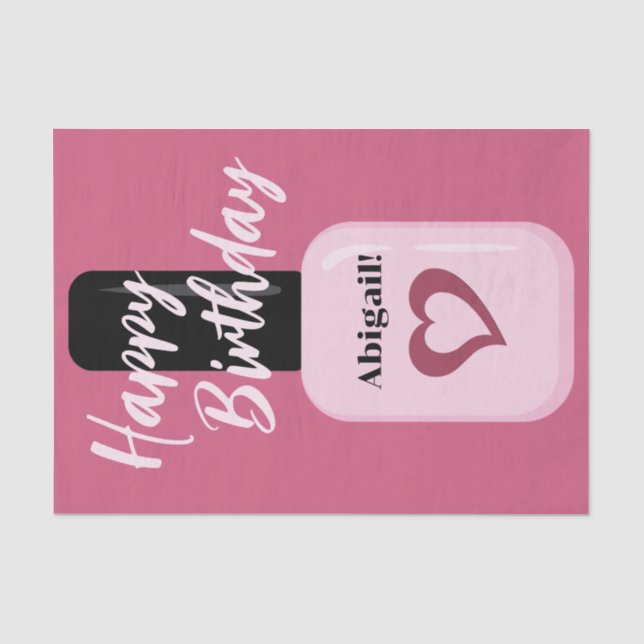 Personalisiert Chic Modern Pink Nail Polnisch Gebu Seidenpapier (Vorderseite)