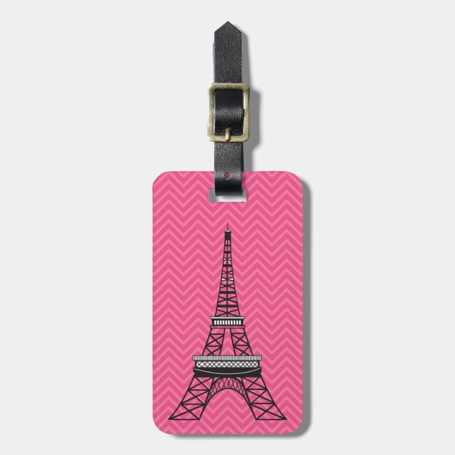 Personalisiert Chic Paris Eiffel Tower Gepäckmarke Gepäckanhänger (Vorderseite vertikal)