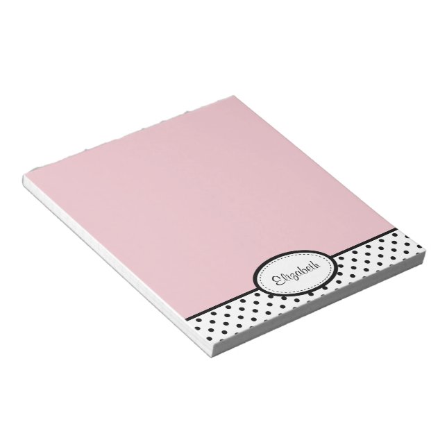 Personalisiert Chic Polka Dot PInk Notepad Notizblock (angewinkelt)