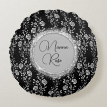 Personalisiert Chic Silver Floral Glitzer auf Blac
