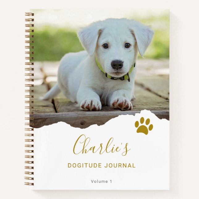 Personalisiert Chic Torn Foto Dog Dankbarkeit Jour Notizbuch (Vorderseite)