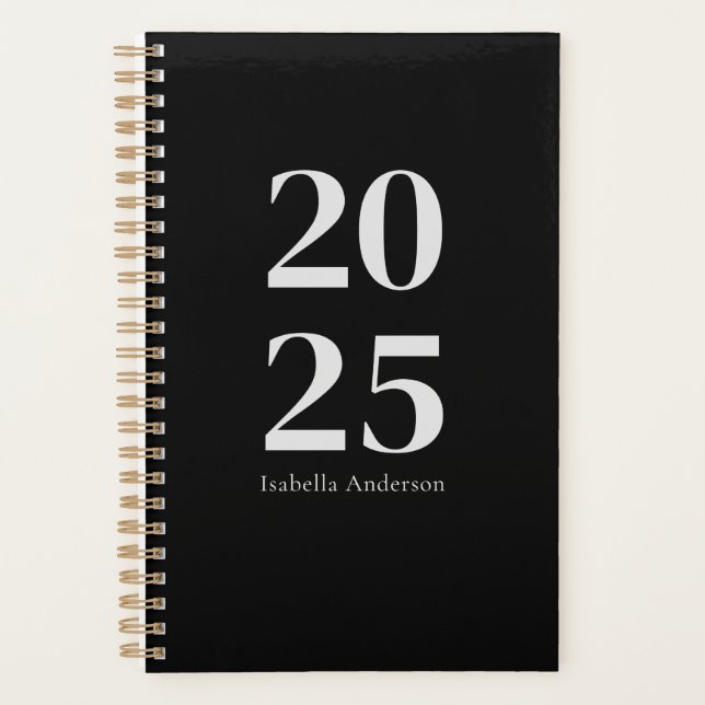 Personalisiert Chic Trendy Black Monthly/Woche Planer (Vorderseite)