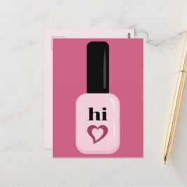 Personalisiert Chic Trendy Modern Pink Nail Polnis Postkarte