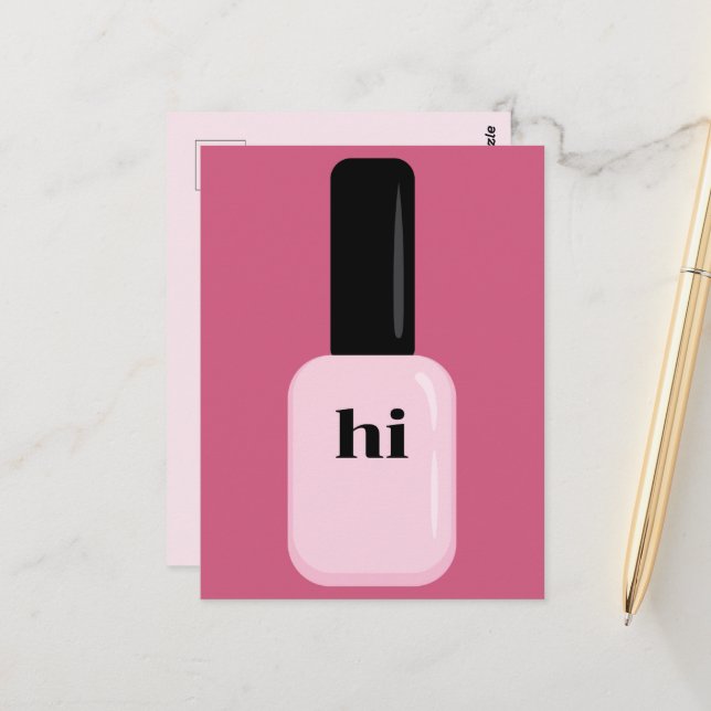 Personalisiert Chic Trendy Modern Pink Nail Polnis Postkarte (Vorderseite/Rückseite Beispiel)