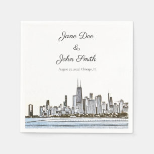 Personalisiert Chicago Skyline Cocktail Napkin Serviette
