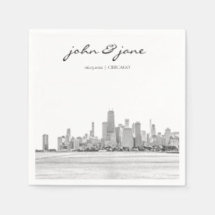 Personalisiert Chicago Skyline Cocktail Napkin Serviette
