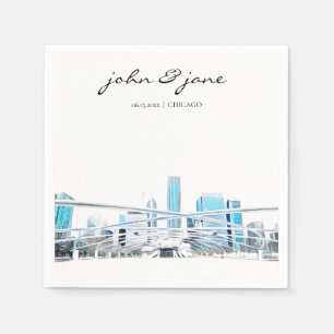 Personalisiert Chicago Skyline Cocktail Napkins Serviette