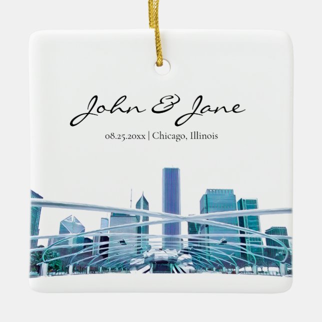 Personalisiert Chicago Skyline Keramikornament (Vorderseite)