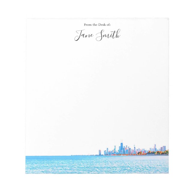 Personalisiert Chicago Skyline Notepad Notizblock (Vorderseite)