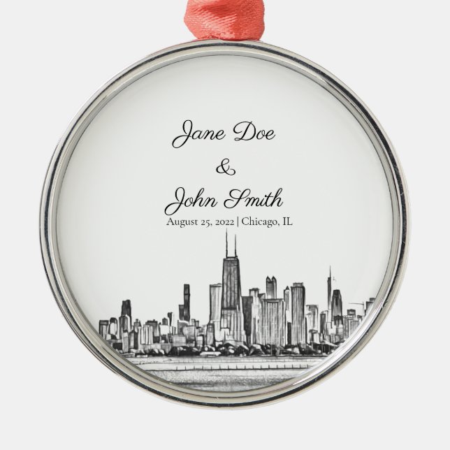 Personalisiert Chicago Skyline Ornament Aus Metall (Vorne)