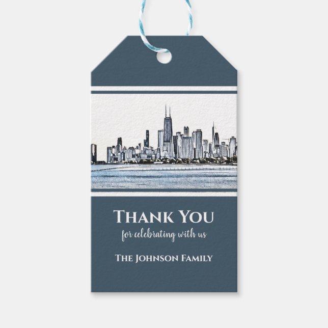 Personalisiert Chicago Skyline Vielen Dank Geschenkanhänger (Vorderseite)