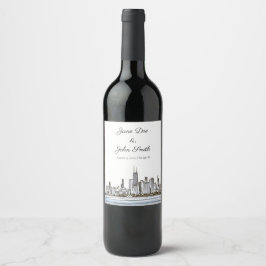 Personalisiert Chicago Skyline Weinetikett