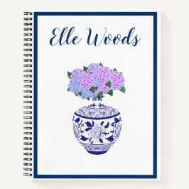 Personalisiert Chinoiserie Ginger Jar & Hydrangea Notizbuch